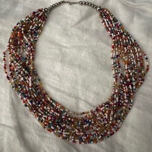 Vintage Rainbow Multicolor Multi strand Beaded Choker Necklace